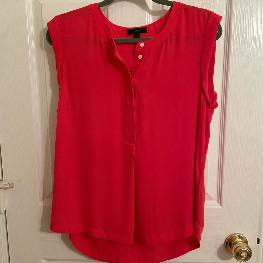 J. Crew Sleeveless Red Henley Blouse